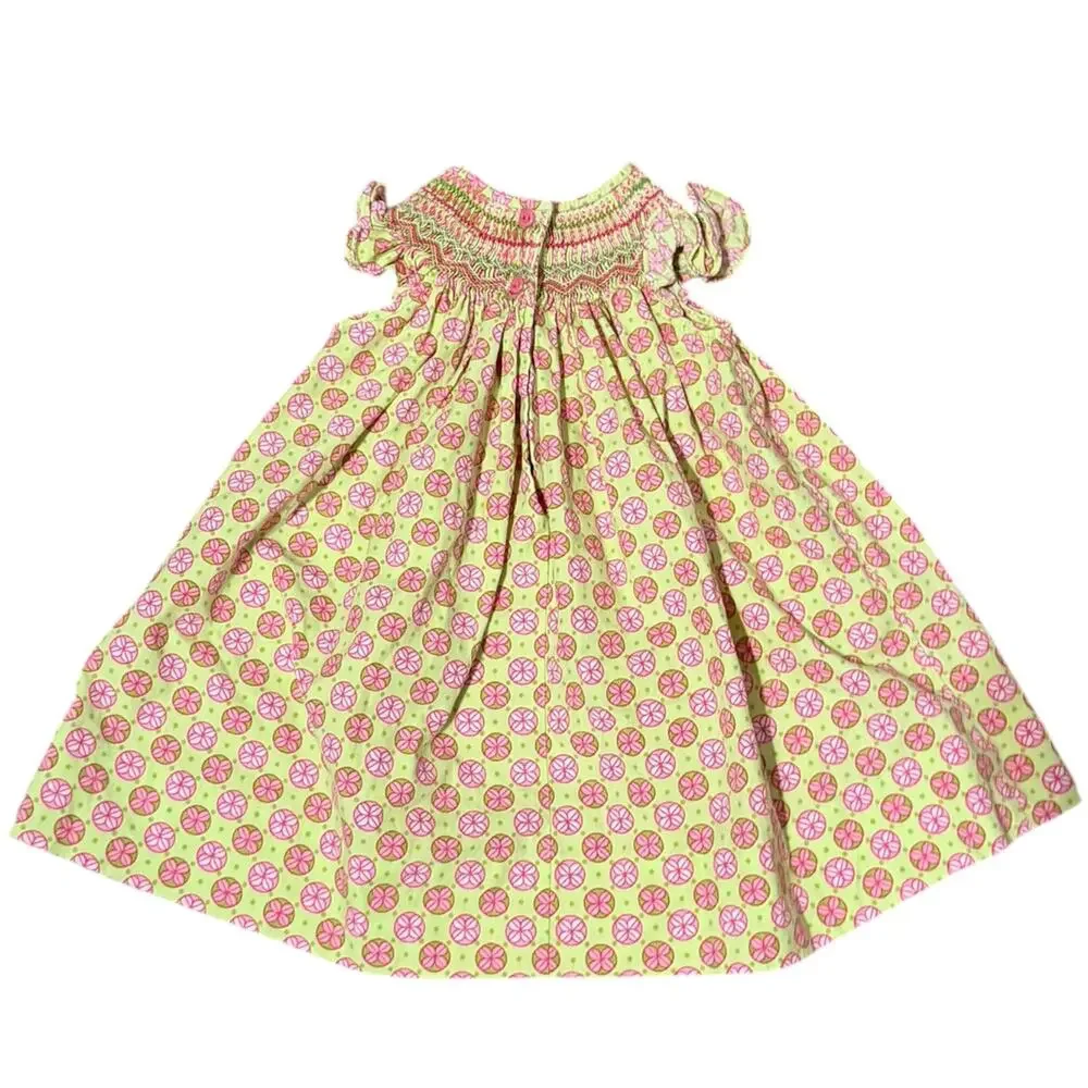 The Bailey Boys | Green Pink Smocked Dress with Bloomers 3 month